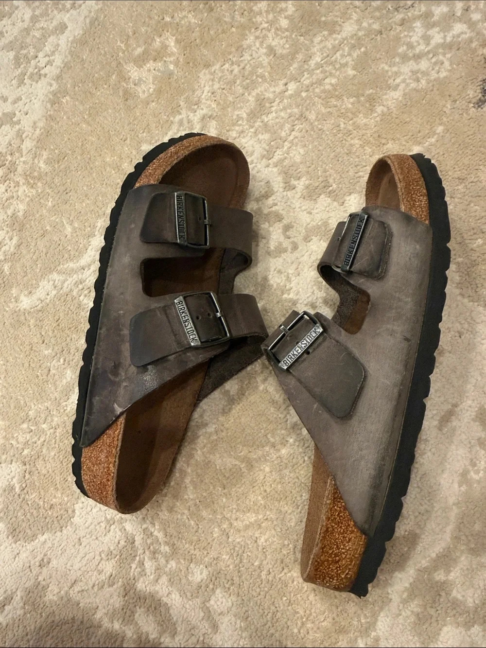 Birkenstock  Arizona Dark Flat Sandals Grey Size 41